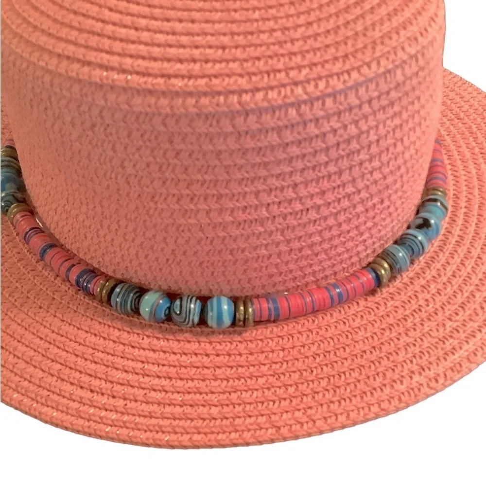 Pink Beaded Sun Beach Hat